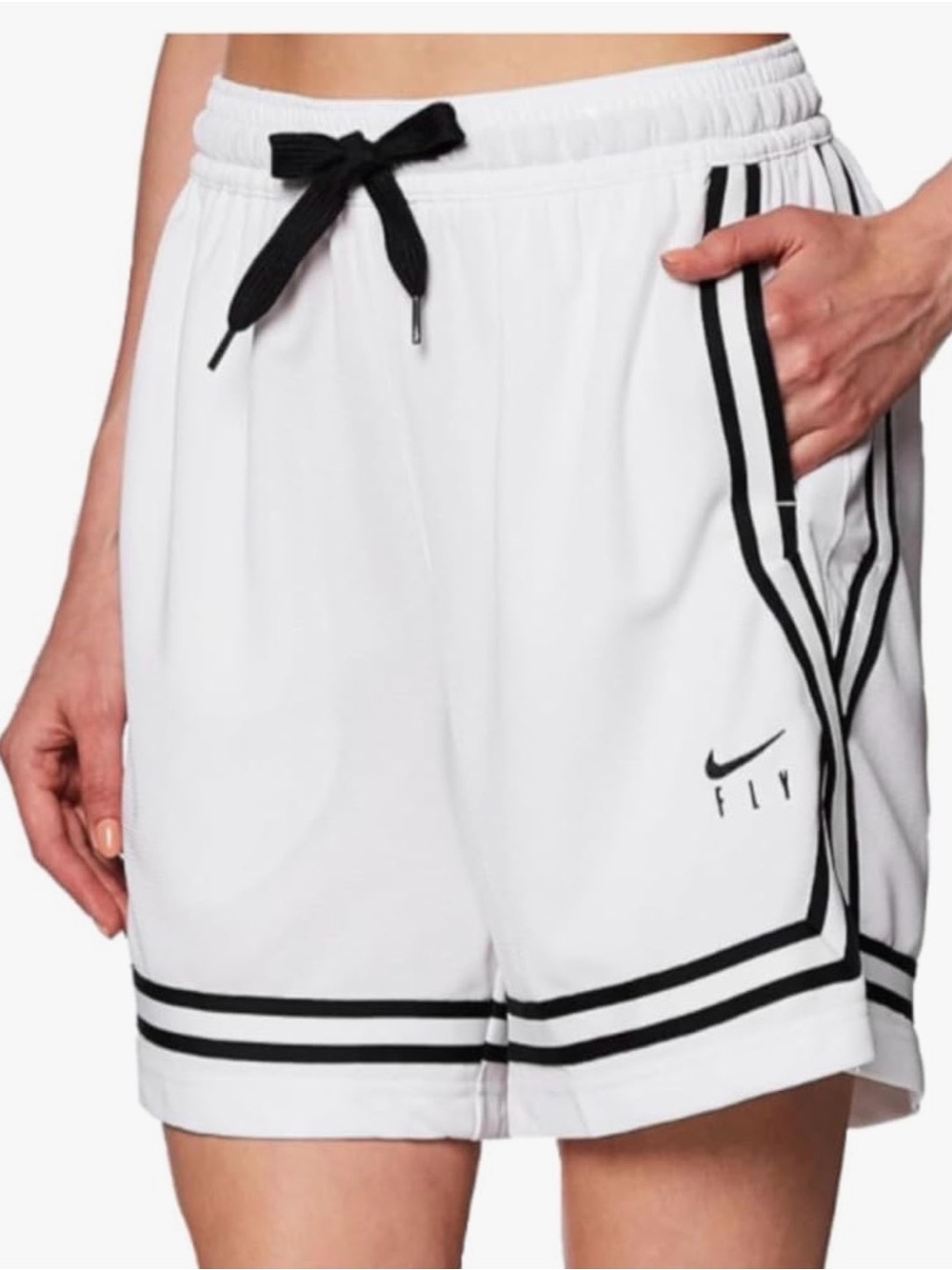 Nike women’s crossover dry fit White Athletic Shorts with Black Trim size small
